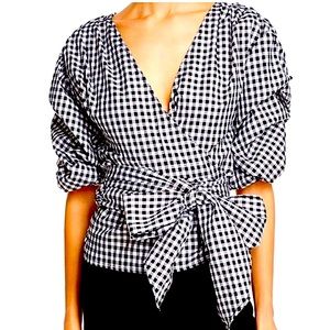 Lulumari Gingham Wrap Blouse